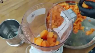 غذای روستایی هند؛ طرز تهیه بستنی یخی با میوه‌های تازه پاپایا، انگور و هندوانه