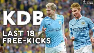 ردیابی ۱۸ ضربه آزاد آخر کوین دی بروینه در FA Cup
