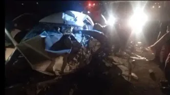 دوجان باخته و ۲زخمی بر اثر برخورد خودروی حامل کارگران با سواری