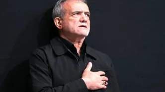 حضور پزشکیان در مراسم عزاداری روز تاسوعای حسینی + فیلم