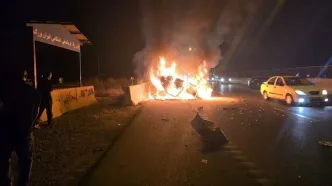 آتش‌سوزی مرگبار خودرو ۲۰۶ در بزرگراه تهران-قم