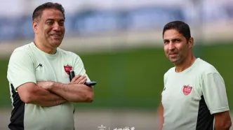 گزترش تصویری| توصیه‌های هاشمیان در تمرین بارانی پرسپولیس!