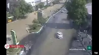 تصاویر دوربین ترافیکی از لحظاتی پس از اصابت موشک به میدان قدس تجریش