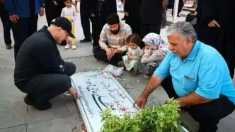 تصاویری از حضور محمدباقر قالیباف بر مزار شهدای تهاجم رژیم اسرائیل