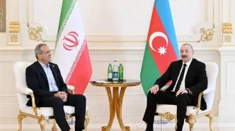 دیدار پزشکیان و علی اف پس از جنگ اسراییل در باکو +ویدئو
