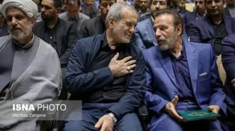 حضور پزشکیان در مراسم یادبود حسین طیب‌نیا