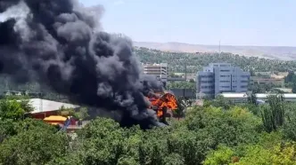 آتش‌سوزی مهیب دستگاه رنجر در شهربازی تبریز