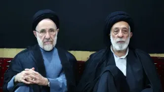 همنشینی هادی خامنه‌ای و خاتمی در یک مراسم عزاداری +عکس