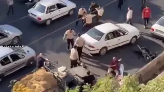 فیلم بی رحمانه زدن دستفروش ها در قزوین توسط ماموران شهرداری