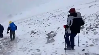 ویدئویی از بارش برف تابستانی در دماوند