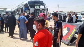 تصادف مینی‌بوس حامل زائران ایرانی و مصدومیت ۱۶ نفر