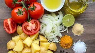 ناهار امروز: خوراک سیب‌زمینی و گوجه: یک غذای ساده و سریع برای همه!