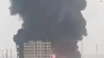 اولین فیلم از شنیده شدن انفجار شدید در آتش سوزی جنوب تهران