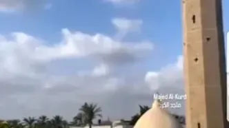هدف قرار گرفتن مناره باستانی غزه توسط پهپاد+ فیلم