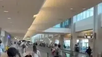 تصویری از ترس و وحشت شهرک نشینان در فرودگاه بن گوریون در تل‌آویو پس از شلیک موشک از سوی یمن