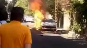 یک خودروی پژو ۲۰۶ در حریق خیابان پیروزی سوخت