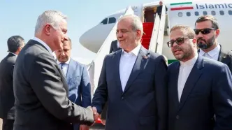 استقبال از پزشکیان در ارمنستان در بدو ورود به ایروان + عکس