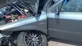 فیلم برخورد خودرو دنا با گاردریل در قزوین امروز