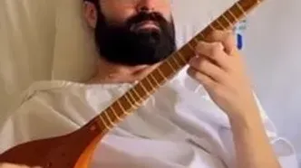 ببینید؛ سه‌تار نوازی زیبای حمید هیراد روی تخت بیمارستان
