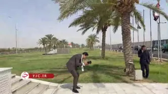 تصاویری از حضور لاریجانی در محل شهادت سردار سلیمانی