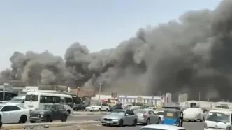 فیلم آتش سوزی گسترده در بصره جنوب عراق
