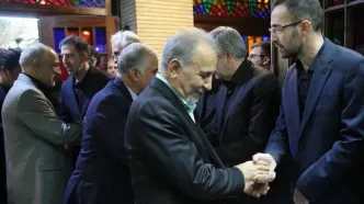 محمدعلی نفجی در ختم مادر حداد عادل + عکس