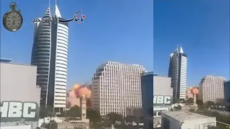 لحظه اصابت موشک ایران به برج موشکی اسرائیل