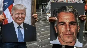 نصب مجسمه‌ ترامپ و یک مجرم جنسی مقابل کنگره آمریکا!