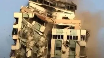 لحظه انهدام برج مکه، بلندترین ساختمان غزه/فیلم
