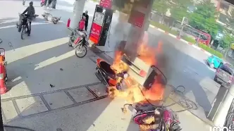 ببینید؛ شاسی‌بلند مرسدس پمپ بنزین را به آتش کشید