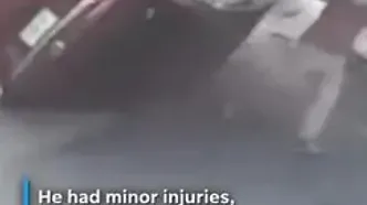 ببینید؛ نجات معجزه‌آسا از برخورد با خودرو در پمپ بنزین