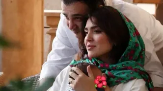 قاب دلنشین از زندگی خصوصی دو ستاره: سپند و مونا کرمی با نوزادشان!
