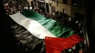 درگیری پلیس ایتالیا با حامیان فلسطین/ هواداران ایتالیایی هنگام پخش سرود اسرائیل، هو کردند/ ویدئو