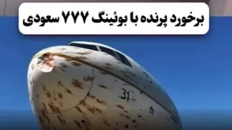 لحظه برخورد پرندگان با بوئینگ ۷۷۷ عربستان