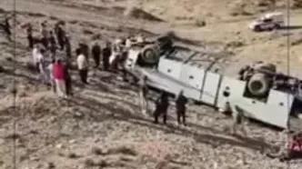 تصاویرى از محل سقوط اتوبوس در جاده دماوند با چهار فوتی