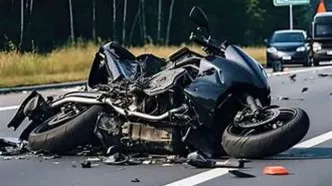 تصادف شدید موتورسوار در جریان فرار از پلیس