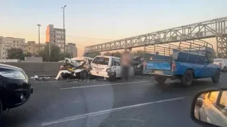تصادف زنجیره‌ای و ترافیک سنگین در اتوبان آزادگان