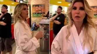 خواننده مشهور ترکیه با حوله حمام در رستوران!