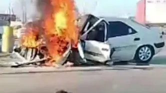 حادثه رانندگی در کمربندی آستارا؛ زانتیا در آتش سوخت