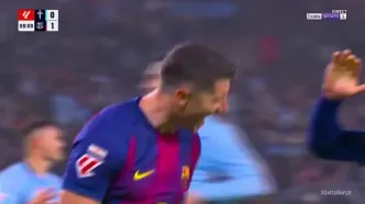 ویدیو: گل اول بارسلونا به سلتا ویگو توسط لواندوفسکی