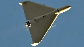 لحظه انفجار پهپاد شاهد روسی توسط مسلسل