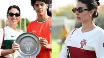 جورجینا رودریگز در کنار رونالدوی جوان پس از قهرمانی پرتغال