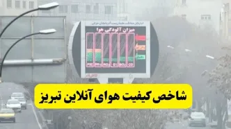 شاخص آلودگی هوای تبریز امروز دوشنبه ۱۵ دی ۱۴۰۴