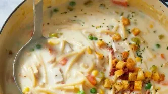 شام امشب با من: سوپ ورمیشل خامه‌ای؛ طعمی دلپذیر و مقوی برای روزهای سرد پاییزی!