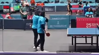 لحظه پیروزی تیم دوبل تنیس روی میز ایران را ببینید + ویدیو