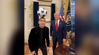 فوتبال بازی عجیب ترامپ با رونالدو در کاخ سفید+فیلم