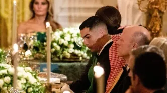 ویدیو| رونالدو و همسرش جورجینا در مراسم شام ترامپ و بن سلمان!