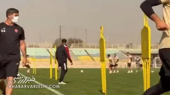 ویدیو| تمرین پرسپولیس در هوای آلوده با ماسک!