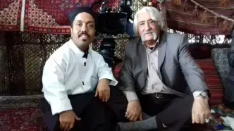 بوسۀ «امید علیمردانی» بر چهرۀ «حشمت فردوس» در نشست خبری سریال «ستایش»