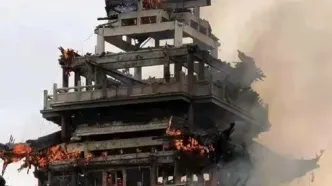 معبد ۱۵۰۰ ساله چین در آتش سوخت+ فیلم